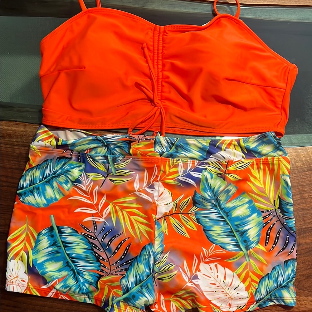 Vibrant Orange and Blue Bikini Set